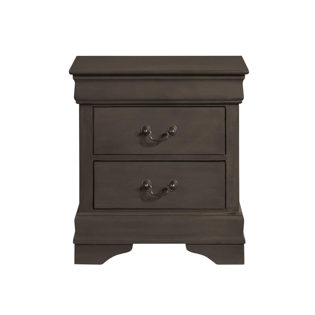 tuphen tuphen Classic Louis Philippe Stained Gray Nightstand 2 Drawers 21.5x15.75x23.75H — product photo
