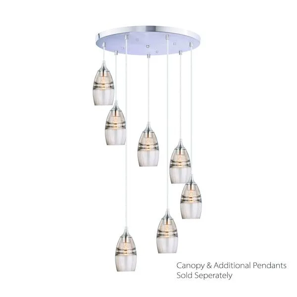 Vaxcel Vaxcel Milano Mini Pendant Satin Nickel Amber Fog Glass 4.75 in W 9.75 in H — product photo