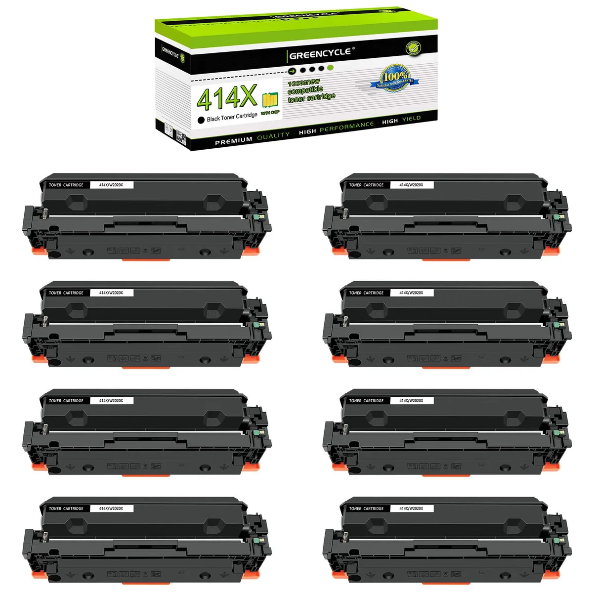 GREENCYCLE GREENCYCLE 8 Pack Black Toner Cartridge 414X W2020X 7500 pages — product photo