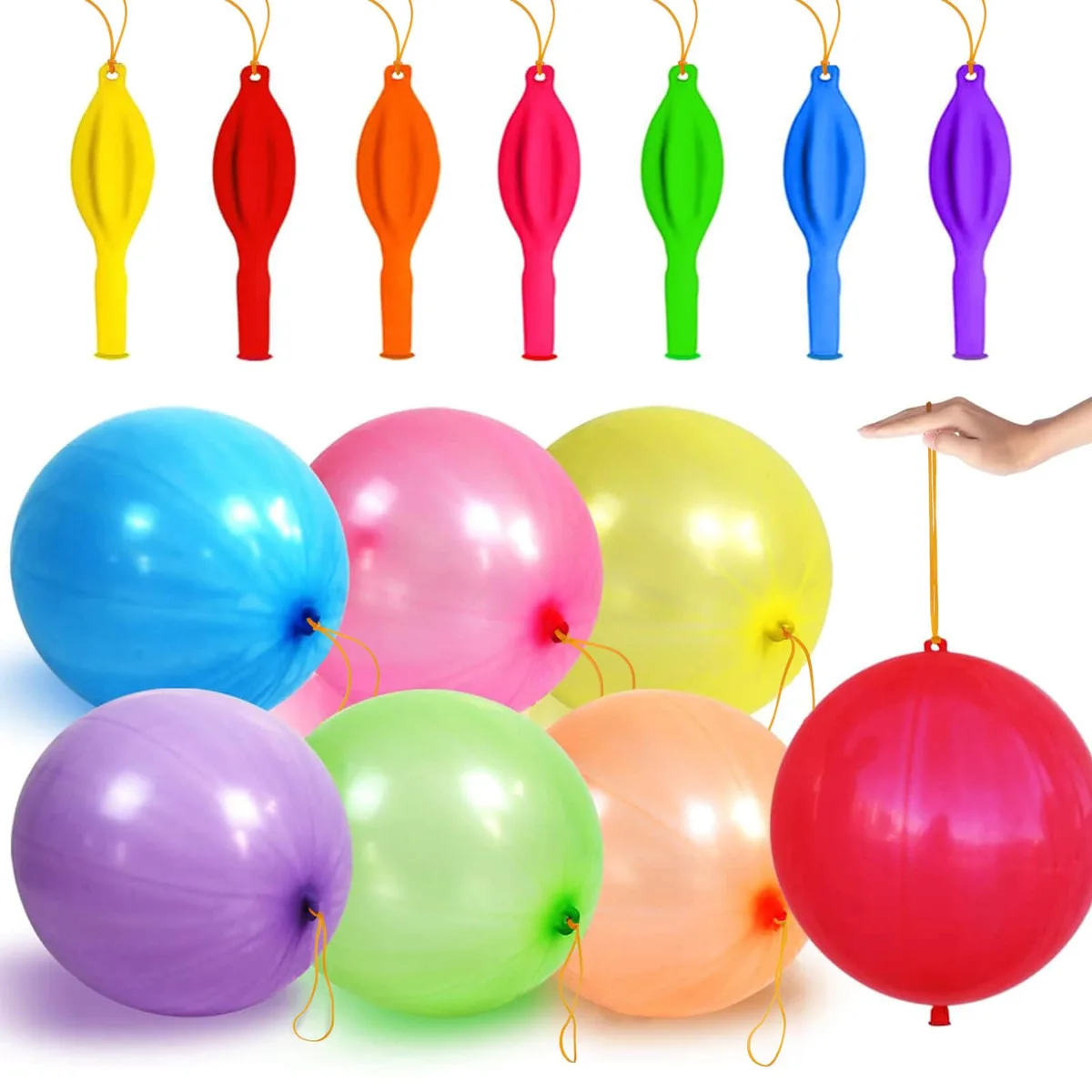 30pcs Thickened Neon Punch Balloons with Rubber Band Handles — product photo