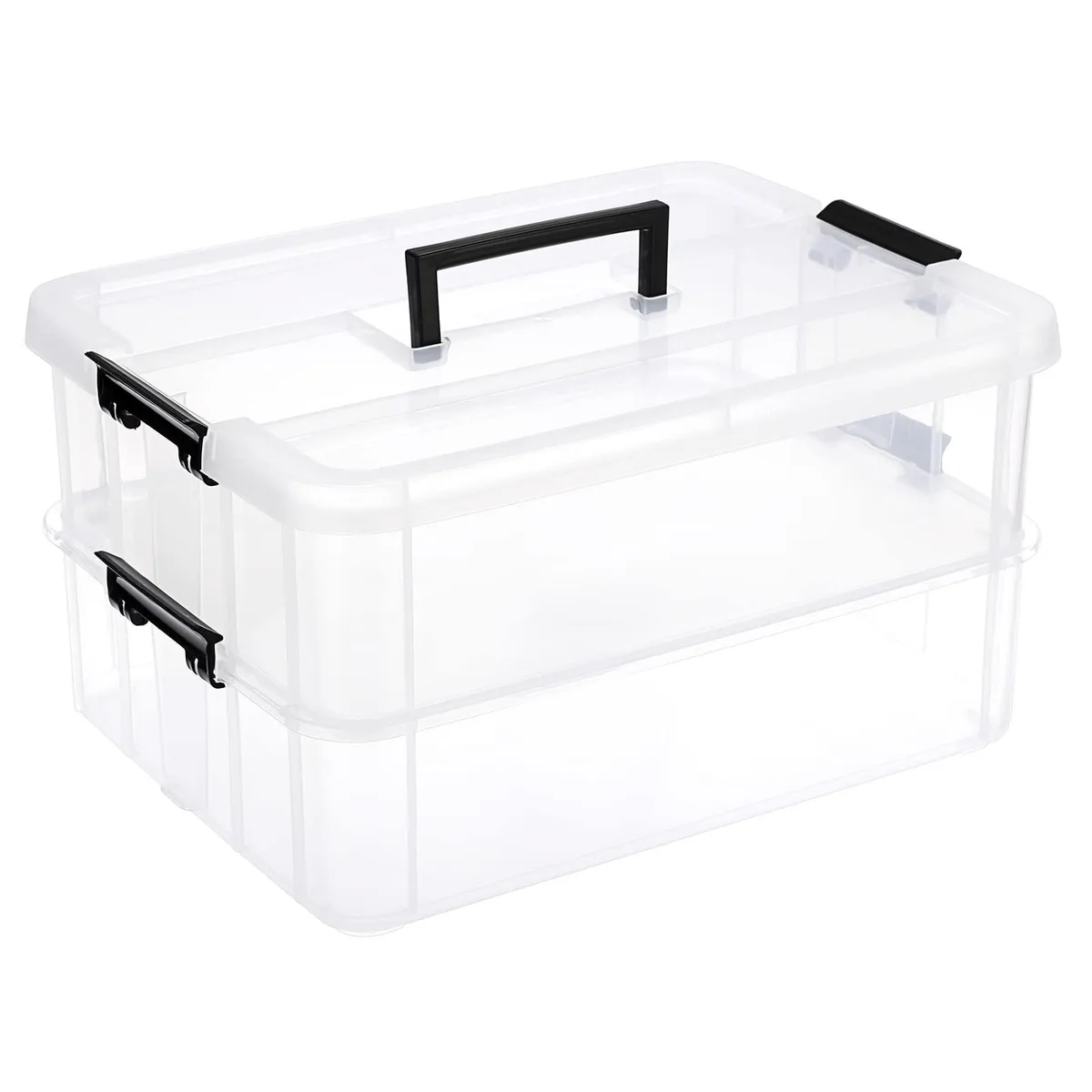  OIC Business Card Filing Box 2-Tier Stackable 14.25 x 10.5 x 7.6 inches Black — product photo