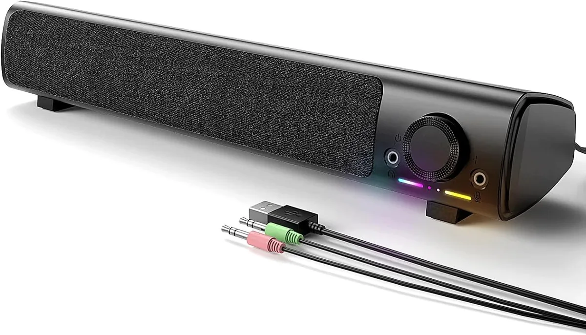lelisten lelisten USB Sound Bar Speaker with Headphone & Mic Link (Black) 47 inch cable 3.5 mm jack — product photo