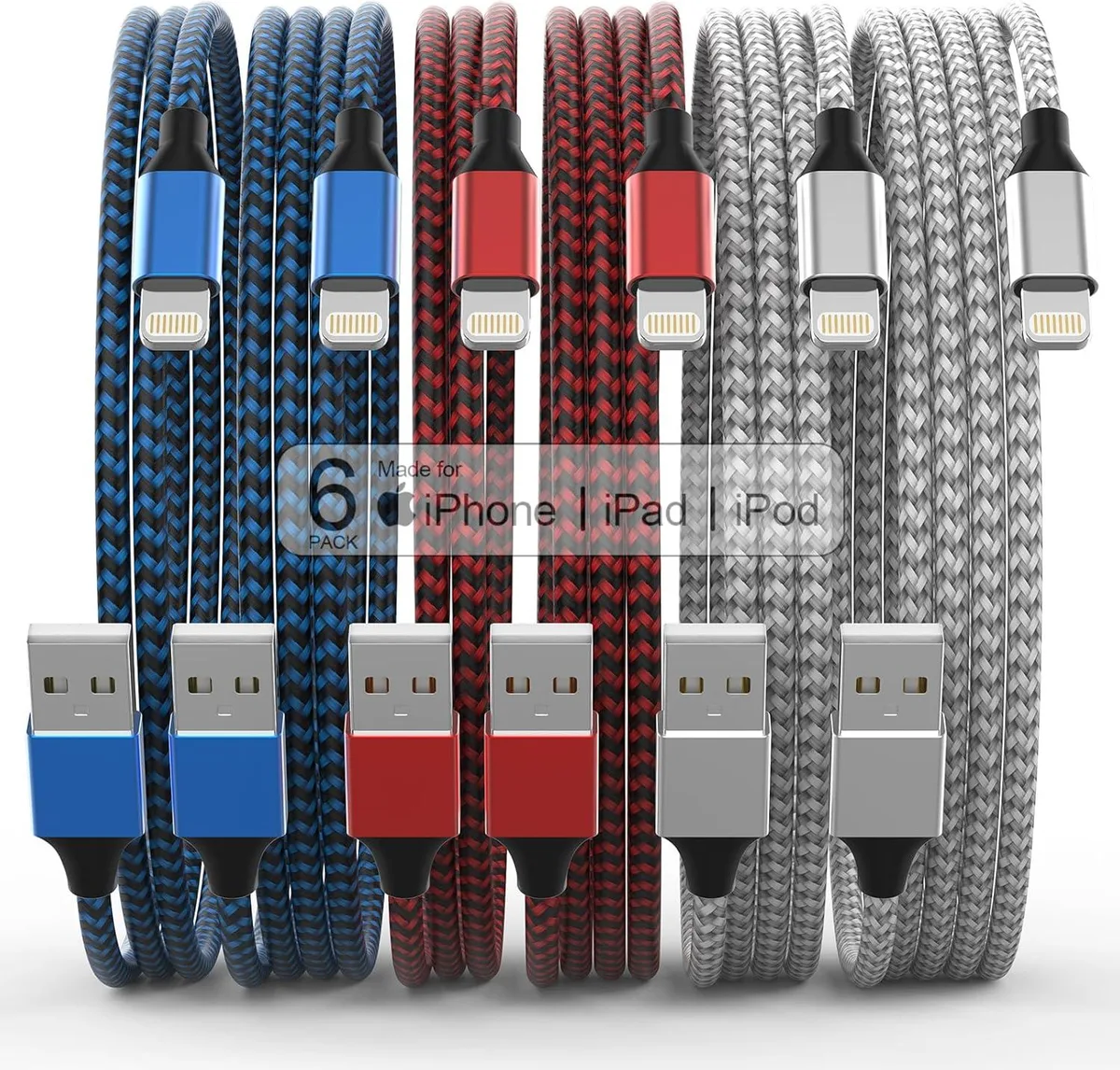 MCHOSE MCHOSE 6Pack Lightning Cables 3/3/6/6/6/10 FT — product photo