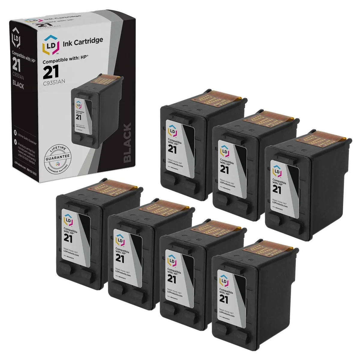 LD Products LD Products HP 21 C9351AN Black Ink Cartridge 7-Pack — product photo