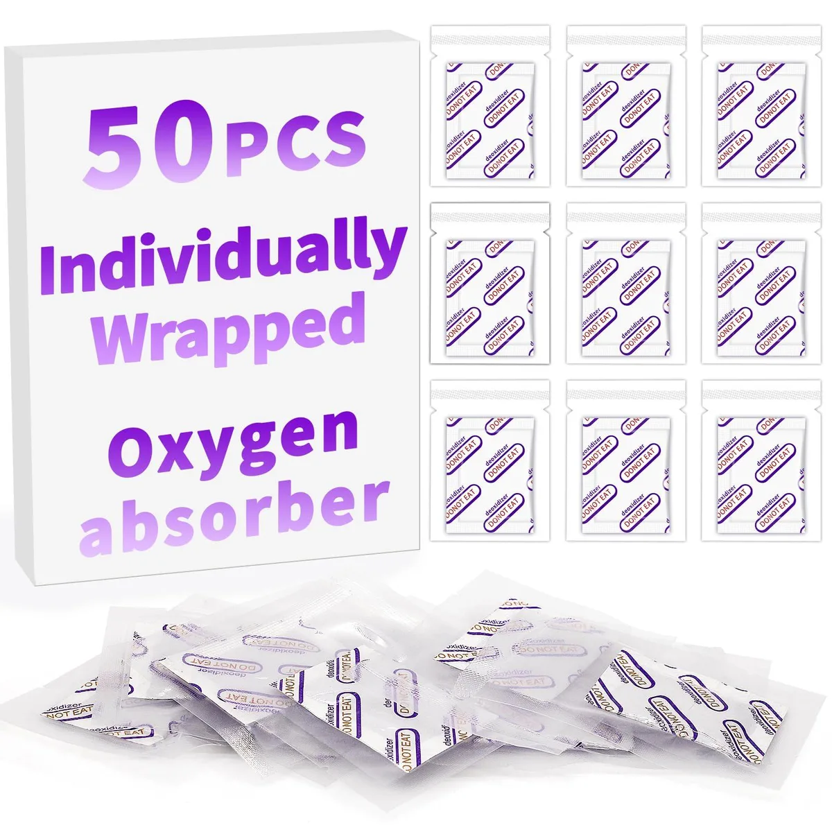 Transparent packets in a 50-pack vacuum-sealed bag