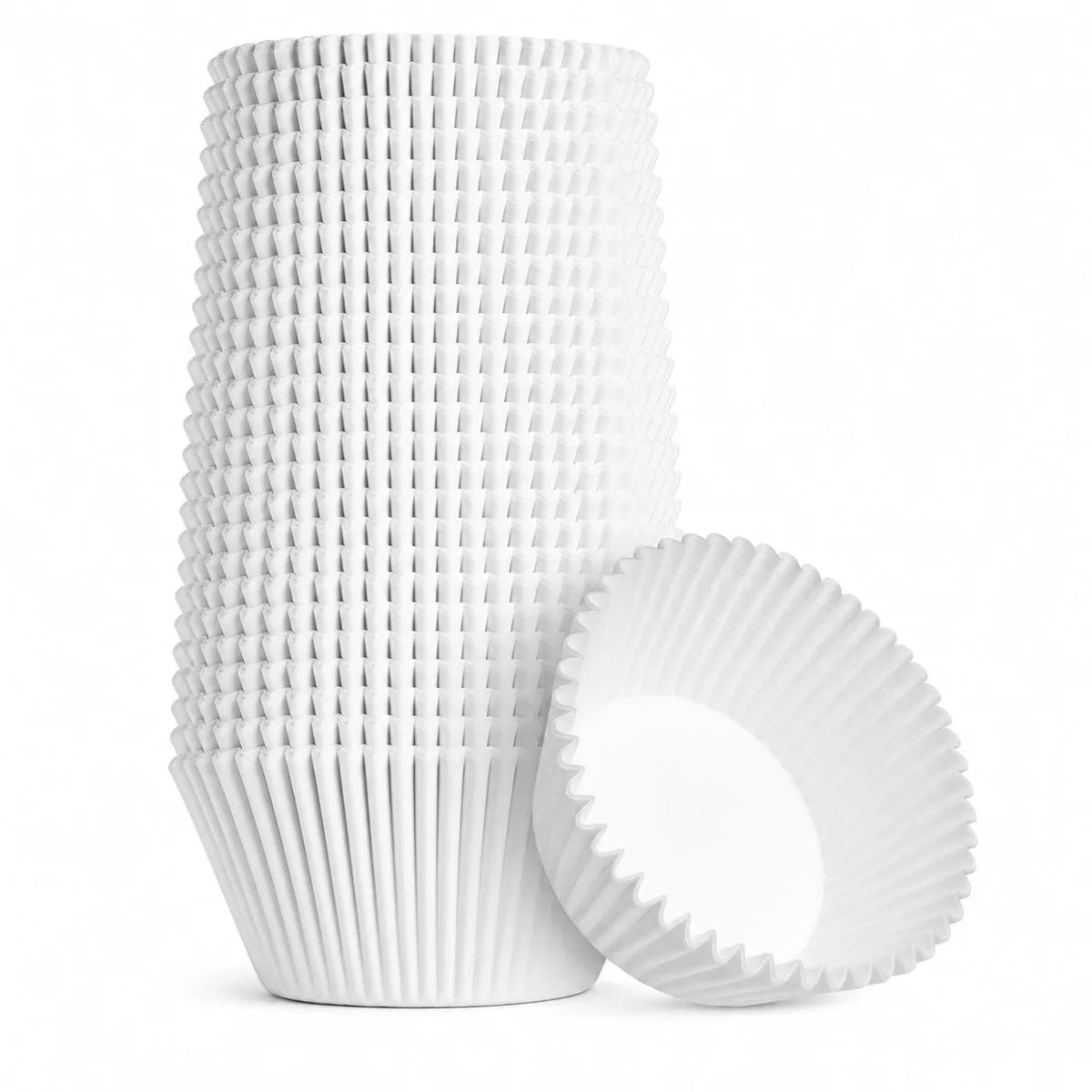 White paper baking cups in a pack of 500