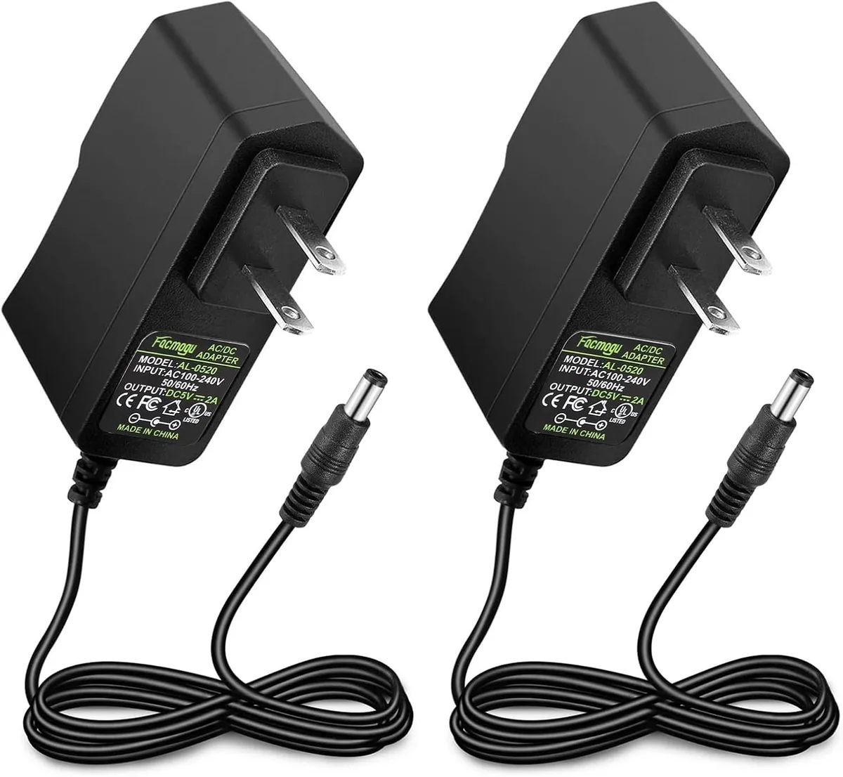 BASEUS BASEUS 2 Pack 5V 2A AC Adapter 5.5x2.5mm 5.5x2.1mm — product photo