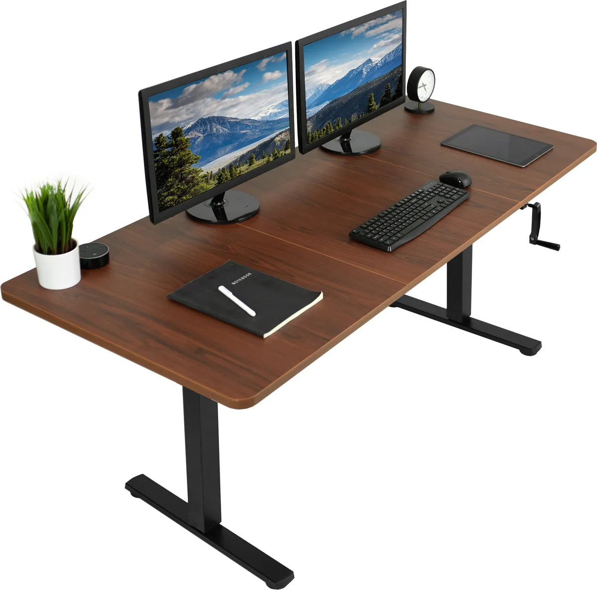 VIVO VIVO Manual 71 x 30 Stand Up Desk, Dark Walnut/Black — product photo
