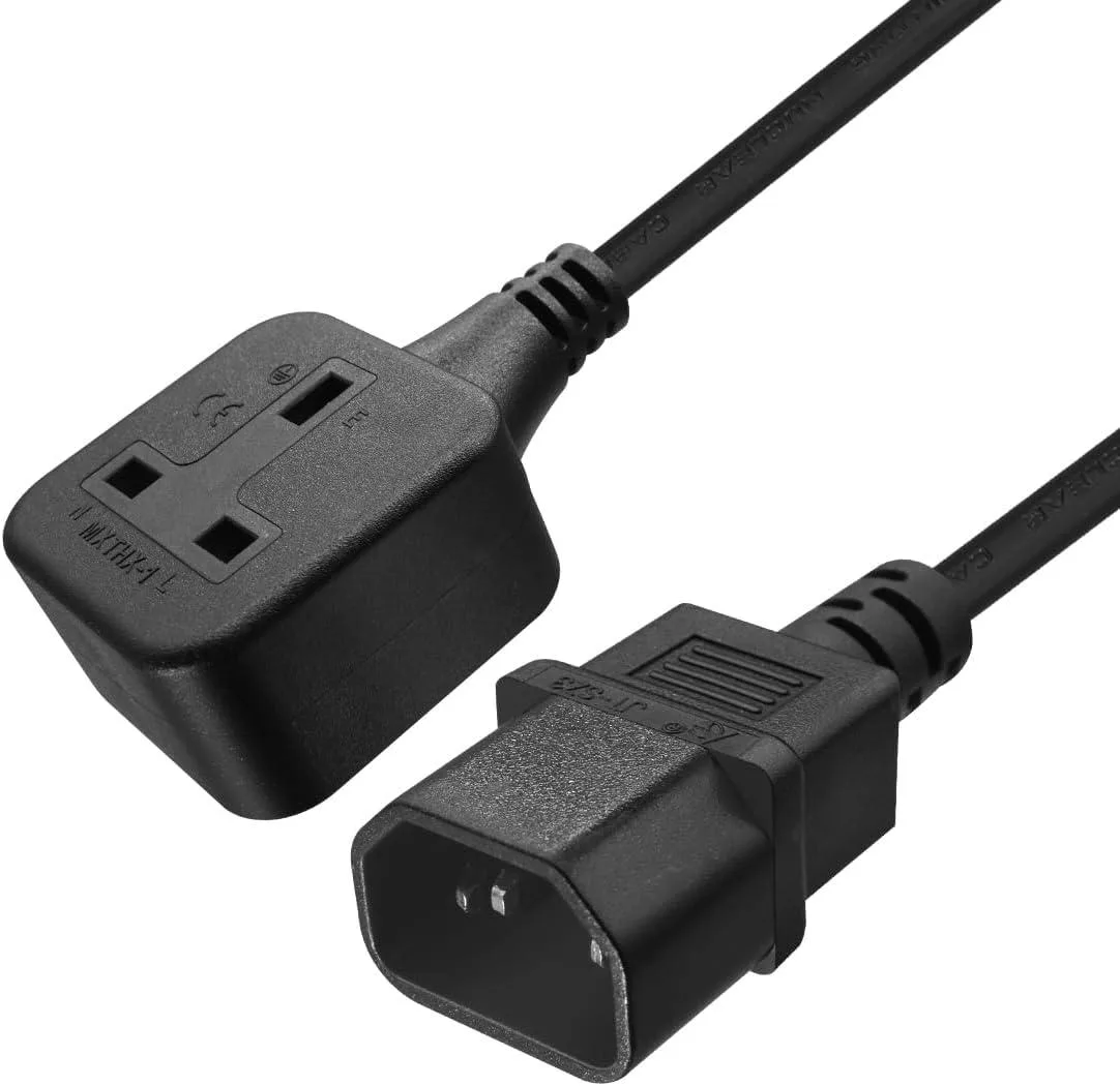 TeKit TeKit IEC C14 Male to UK 13A Female Power Adapter 1.8m 17AWG Black — product photo