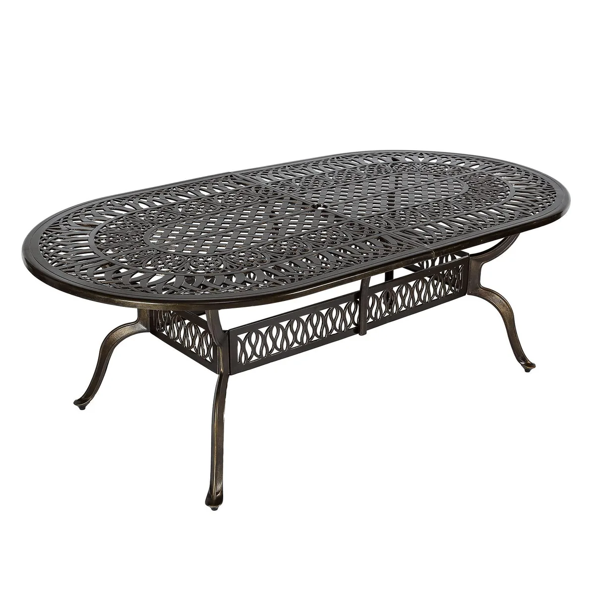 MEETWARM MEETWARM 84" Oval Patio Dining Table Dark Bronze — product photo