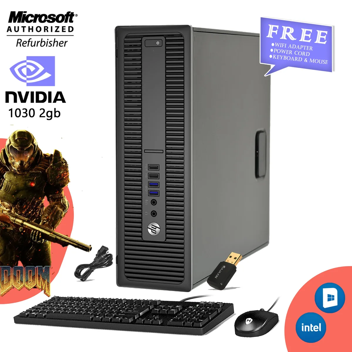 HP HP EliteDesk 800 G1 SFF desktop PC i5-4570 3.2GHz 16GB DDR3 512GB SSD GT 1030 2GB Win 10 Pro — product photo