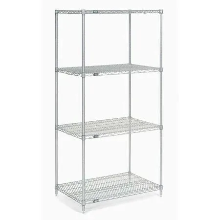 Nexel Nexel 21246C5 5 Tier Chrome Wire Shelving Starter Unit 24W x 21D x 63H archive supply — product photo