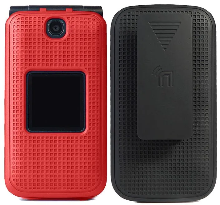 Nakedcellphone Nakedcellphone Grid Case + Belt Clip Holster Combo Red 13-position HOLCOM-GoFlipV-RED — product photo