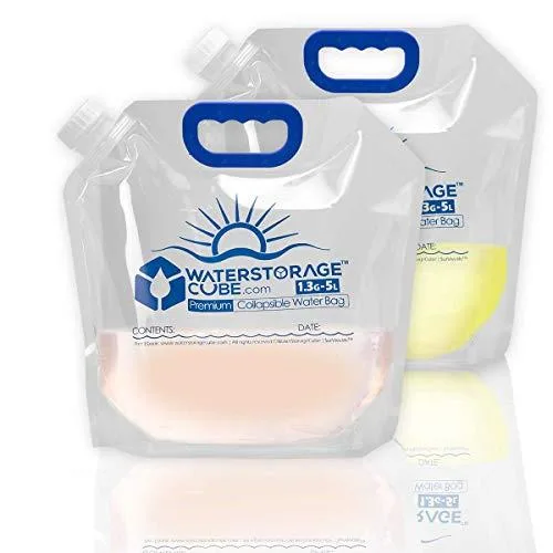 Grey collapsible water cube 1.3 gallon ten pack flat with screw cap