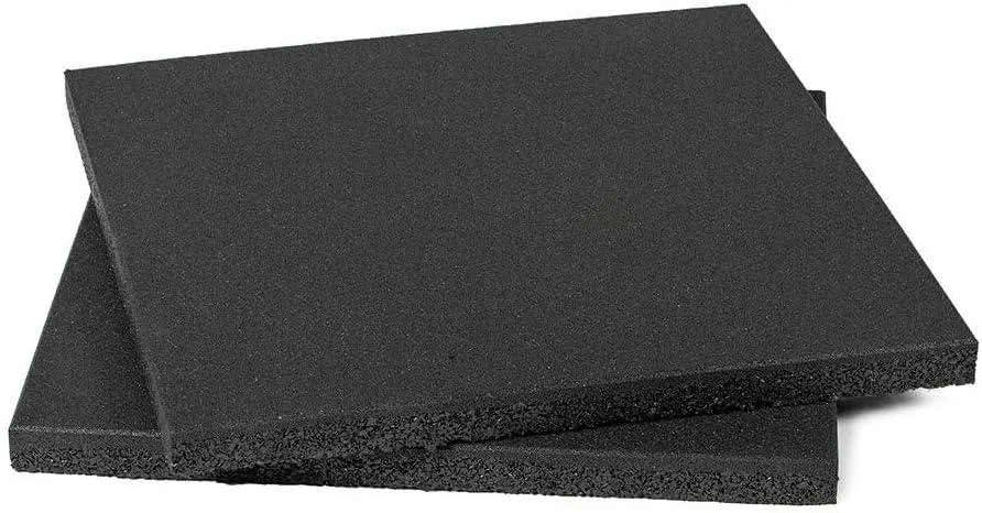 Two square black rubber tiles 24 by 24 inches 1.6 inch thick