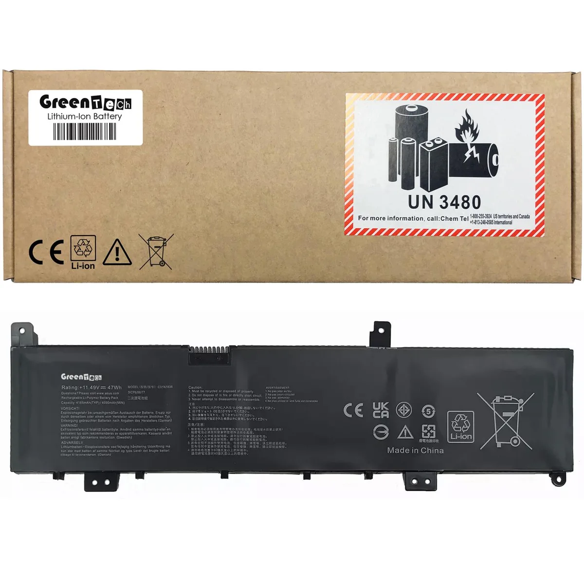 GreenTechLLC GreenTechLLC C31N1636 11.49V 47WHR laptop battery — product photo