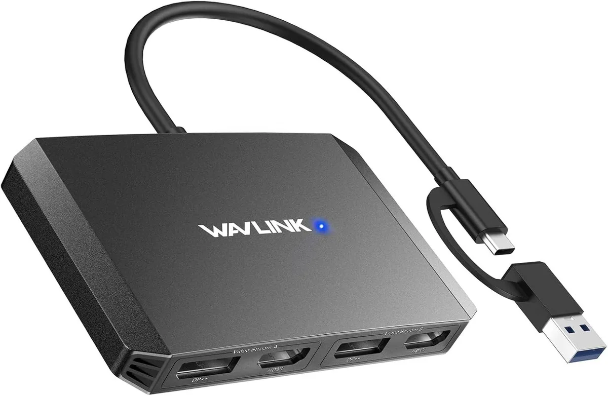 MCHOSE MCHOSE USB-C/USB 3.0 to Dual HDMI/DisplayPort Adapter DisplayLink 4K@60Hz Black — product photo