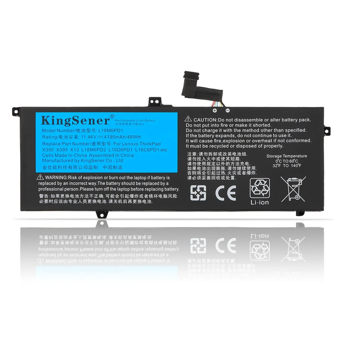 KingSener KingSener L18M6PD1 48WH 11.46V laptop battery for Lenovo ThinkPad X390 X395 X13 1st Gen — product photo