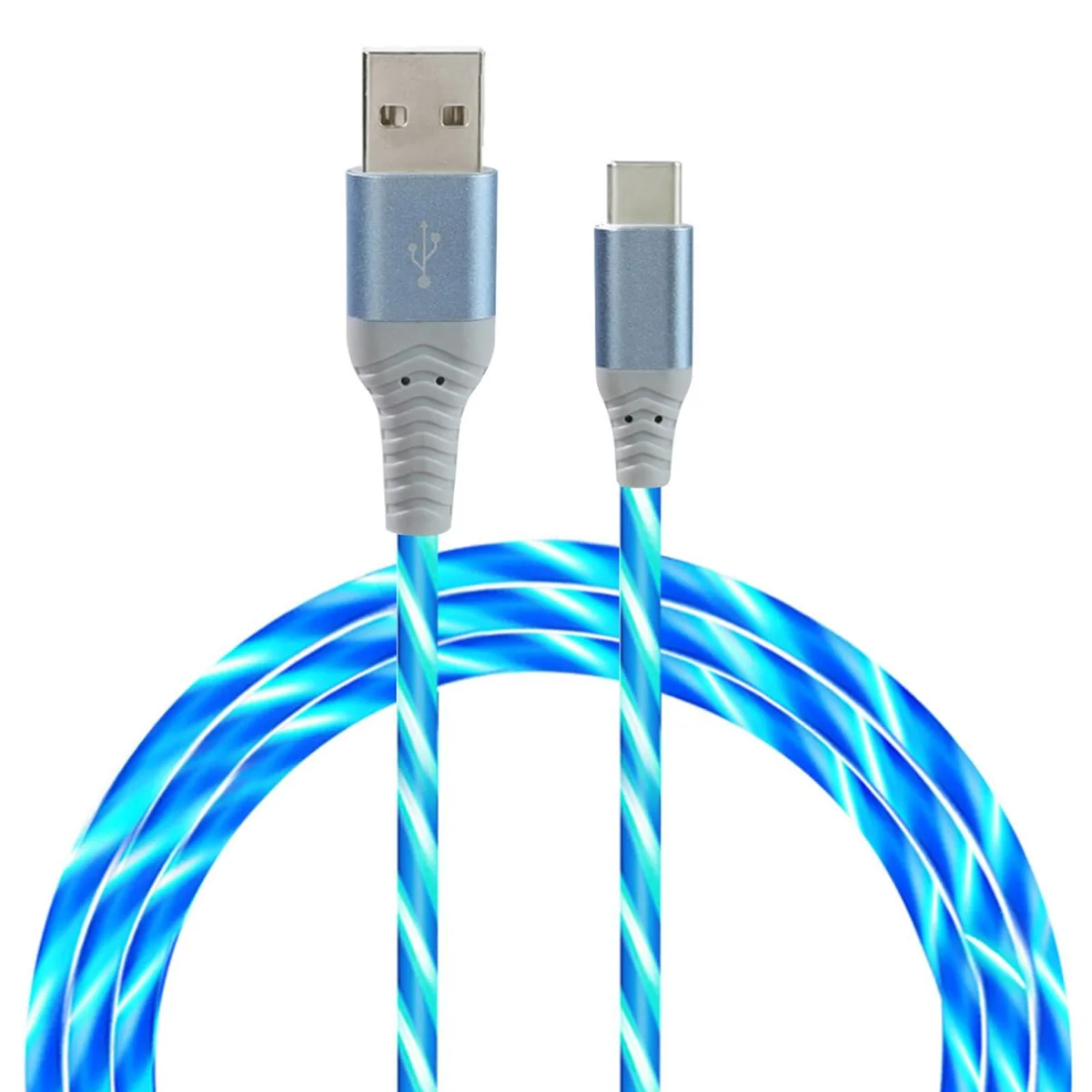  GE LUSB-07 USB-C LED phone cable 25 ft 3A 480Mbps Blue — product photo