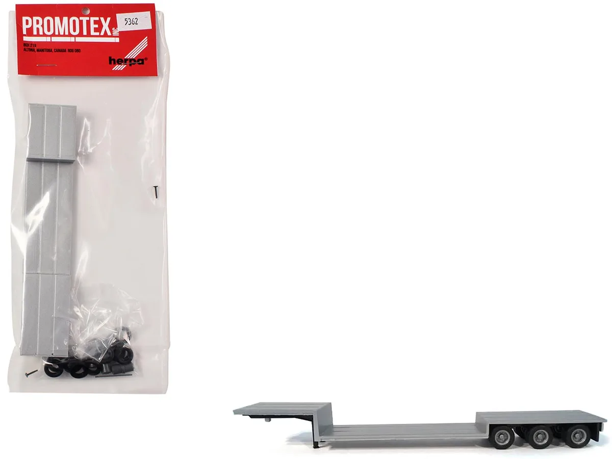Promotex Promotex 3-Axle Double-Drop Flatbed Trailer Silver Top 1/87 — product photo