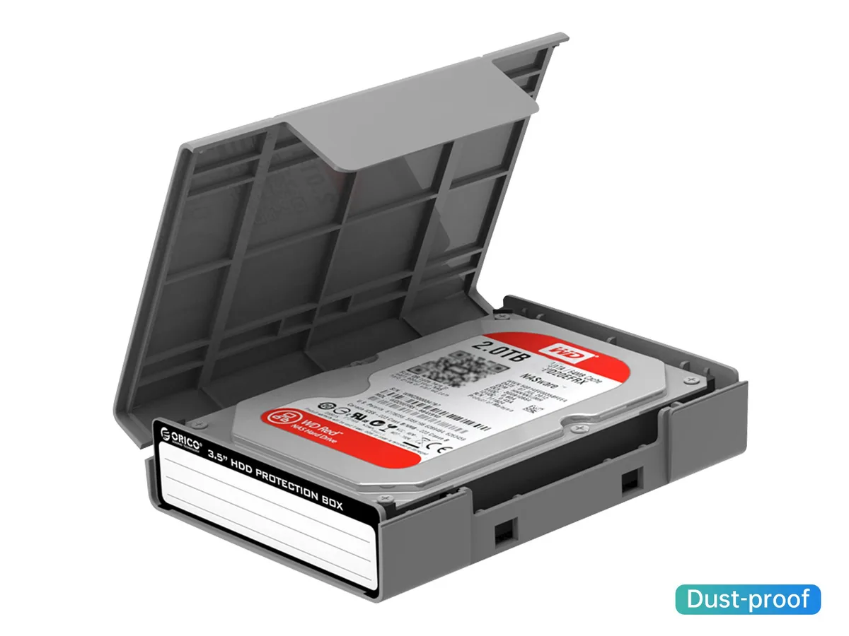 Grey protective case for a 3.5 inch hard drive
