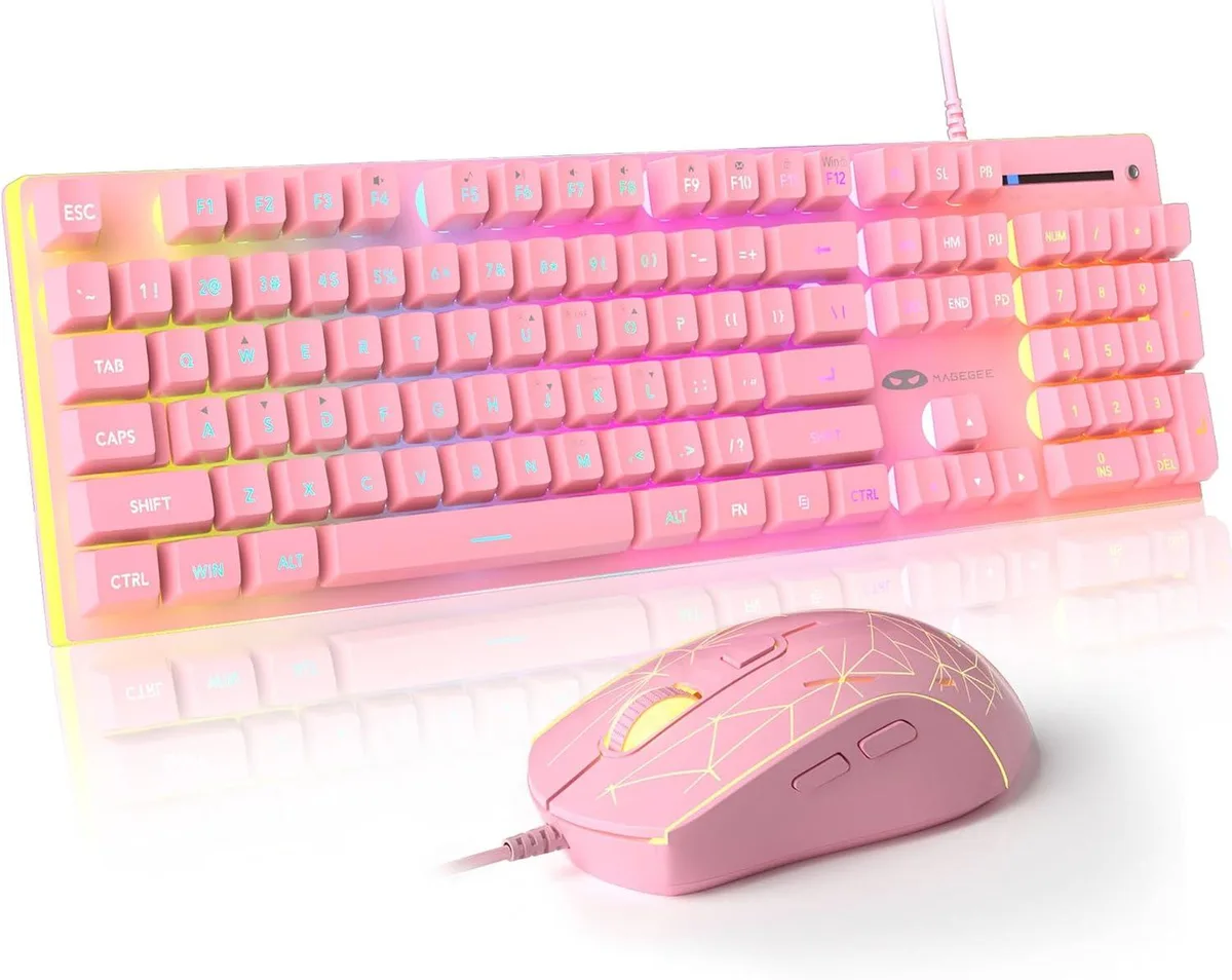 usbroway usbroway GT838 Gaming Keyboard and Mouse Combo 104 Keys RGB Pink — product photo