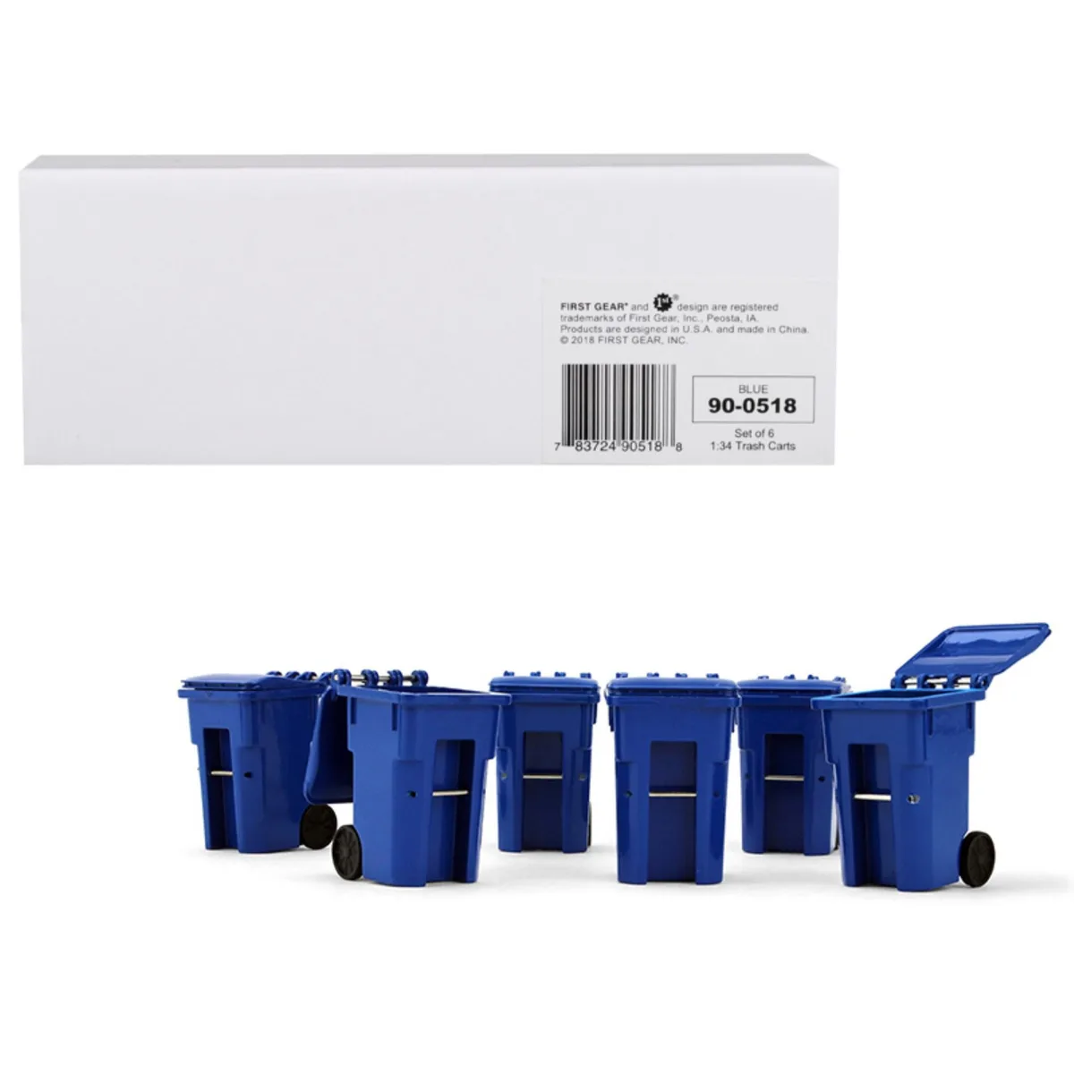 First Gear First Gear 1/34 Blue Garbage Bin Set of 6 — product photo