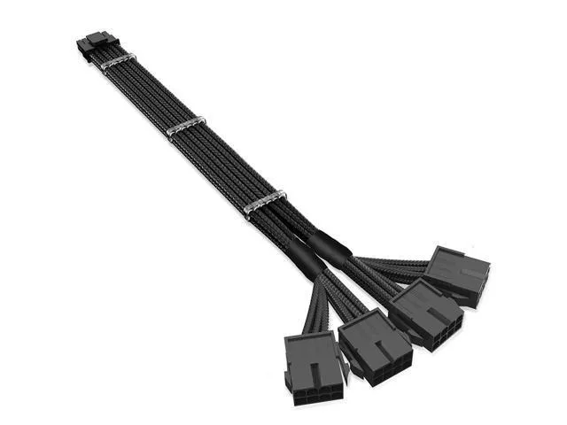 Corn Electronics Corn Electronics 16-pin (12+4) to 4×8-pin PCIe 5.0 extension cable 14 inch 16AWG black — product photo