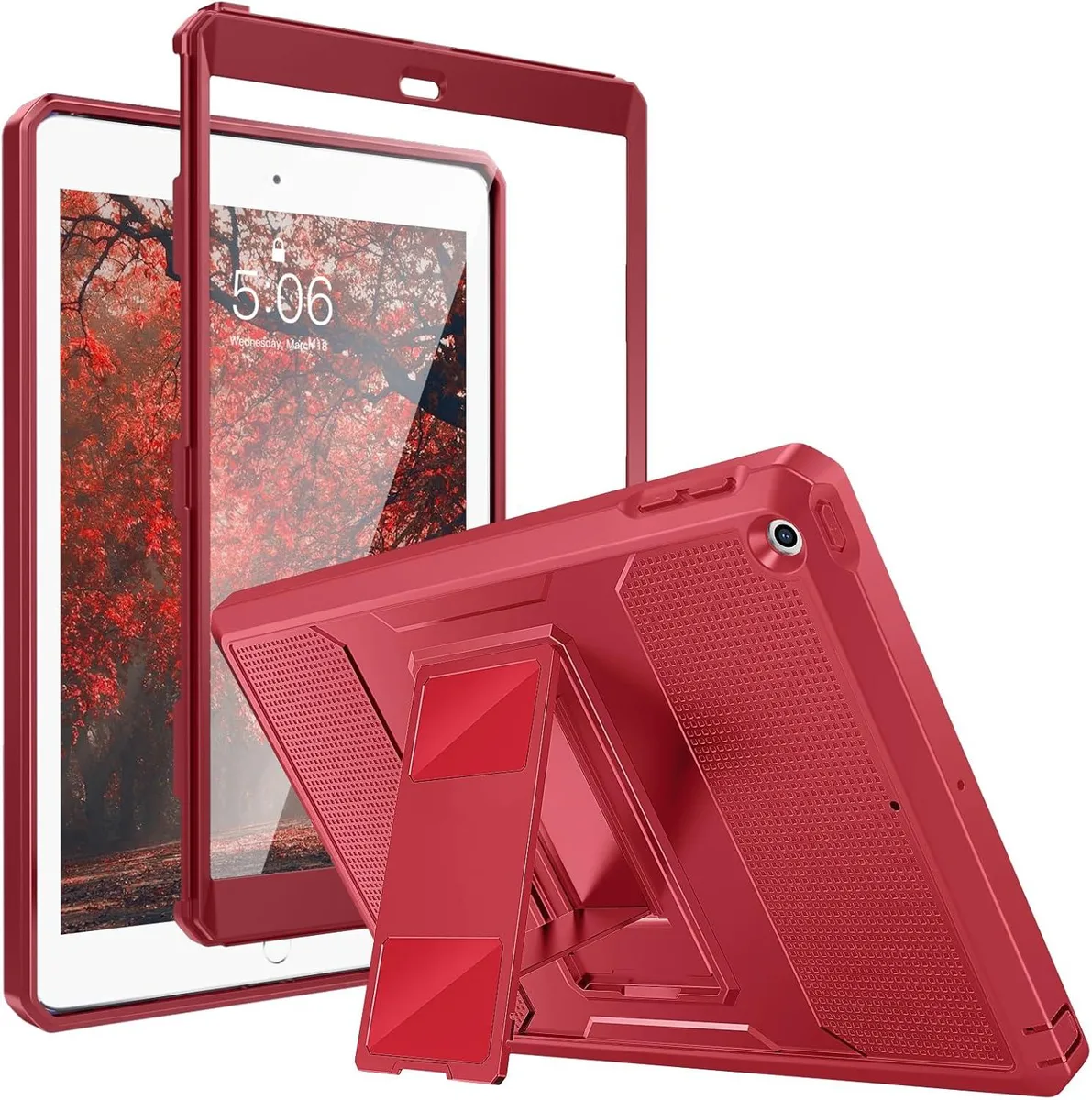 Kootion Kootion heavy-duty rugged case for iPad 9.7 2018/2017 wine red — product photo