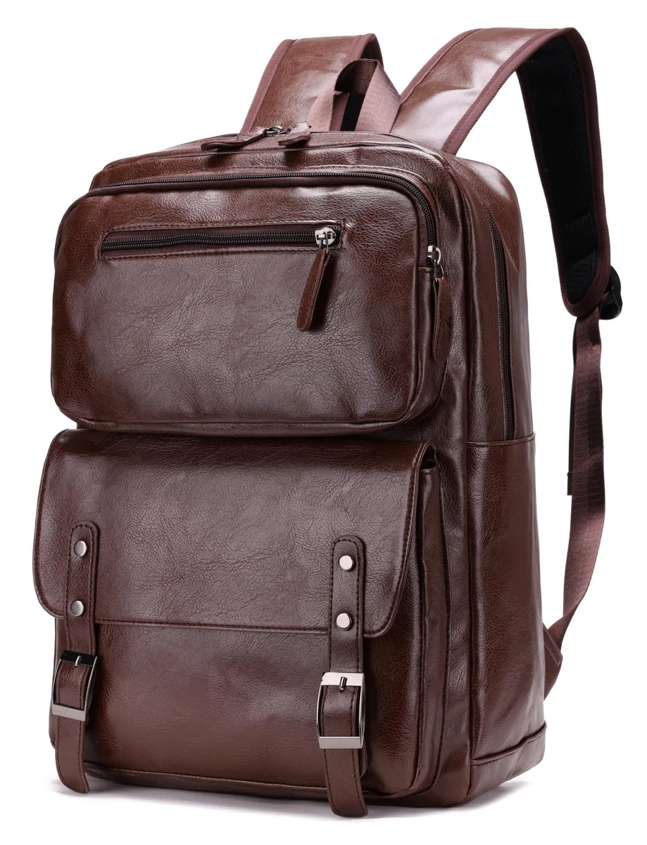 ALSEYE ALSEYE PU Leather Backpack 42x30x15cm Brown — product photo