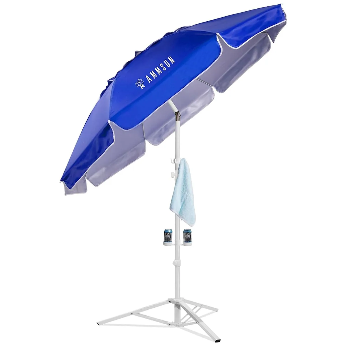  AMMSUN AM76008 6.5ft Umbrella with Stand, 8.4 lbs, Blue — product photo