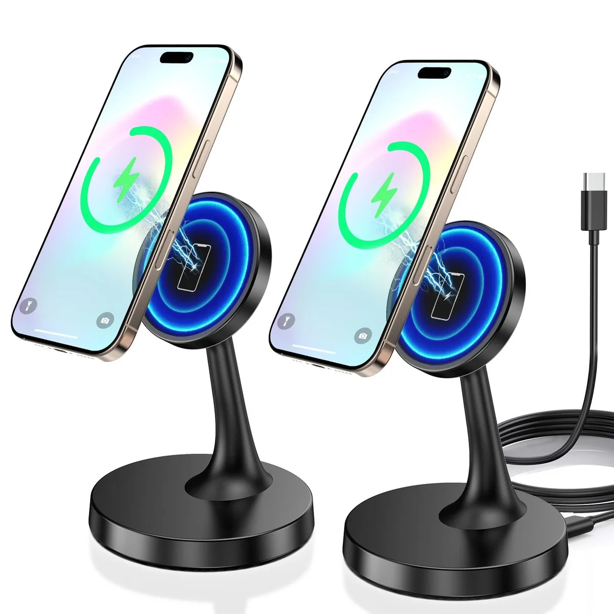 No Sew No Sew 2 Pack 15W Magnetic Wireless Charger Stand iPhone 12 13 14 15 16 17 AirPods — product photo