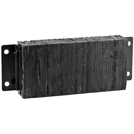 Black rectangular rubber dock bumper with four bolt holes