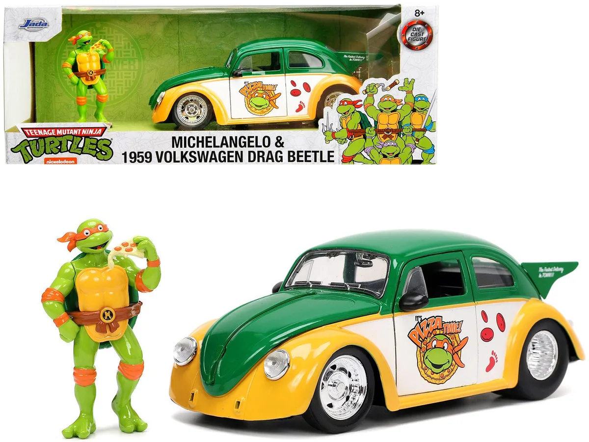 Jada Jada 1959 Volkswagen Drag Beetle Green Yellow Michelangelo 1/24 Hobby Collectible — product photo
