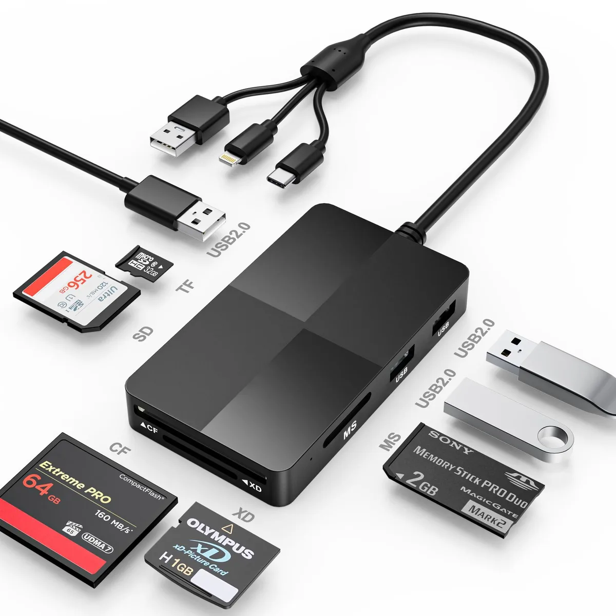  CR343-K-USCD RFID 8-in-1 Reader Lightning USB-C USB-A 3×USB 2.0 — product photo
