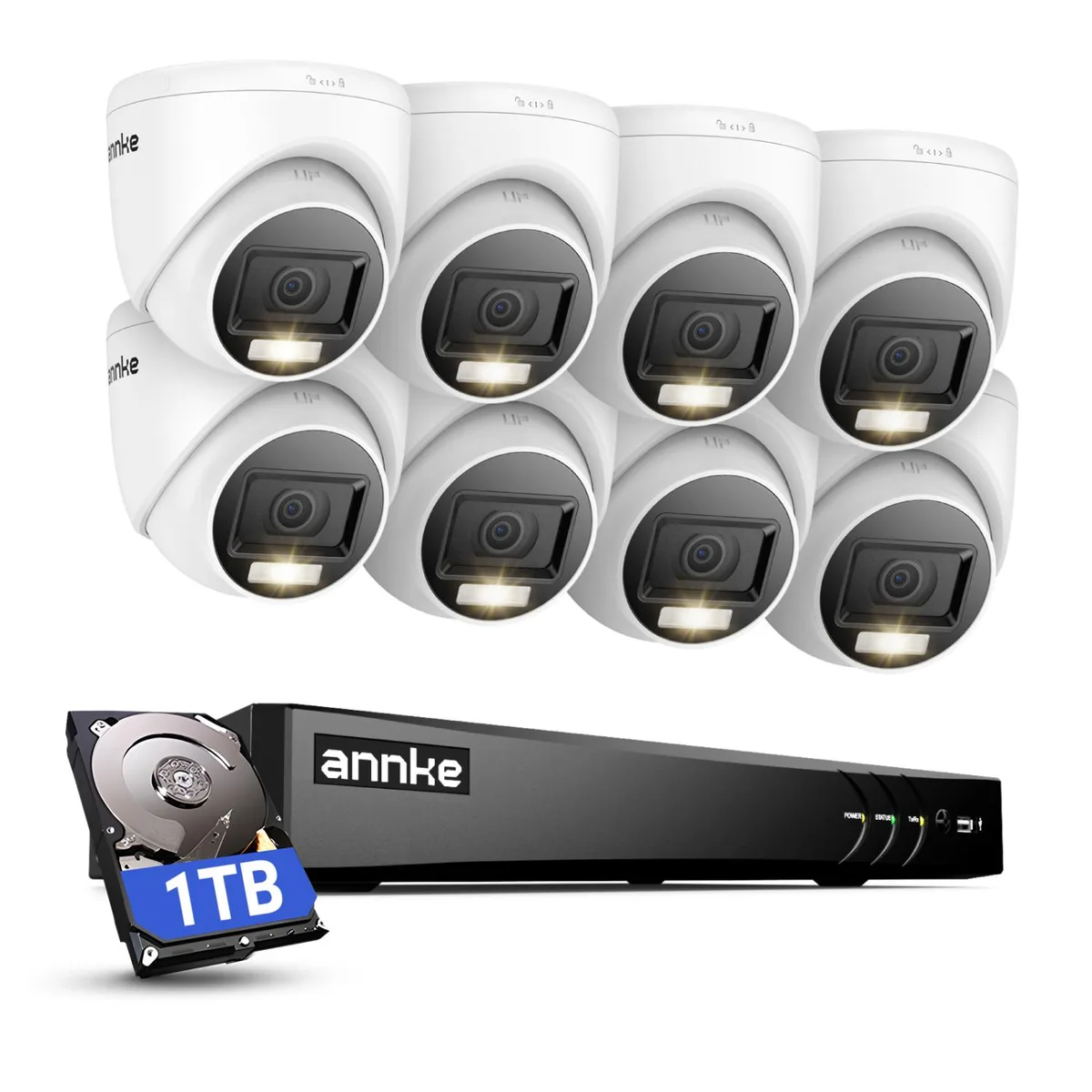 Annke Annke 8CH 4K Wired Surveillance Security System White 1TB HDD 66ft Night Vision — product photo