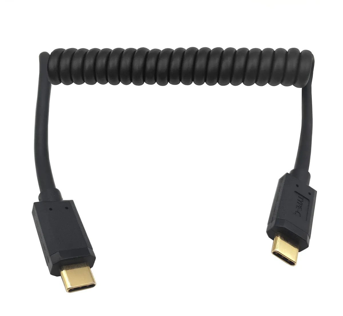 BUCIER BUCIER Coiled USB 3.1 Type C Cable USB-C Male to Male 10Gbps 3A 1.2m Stretched — product photo