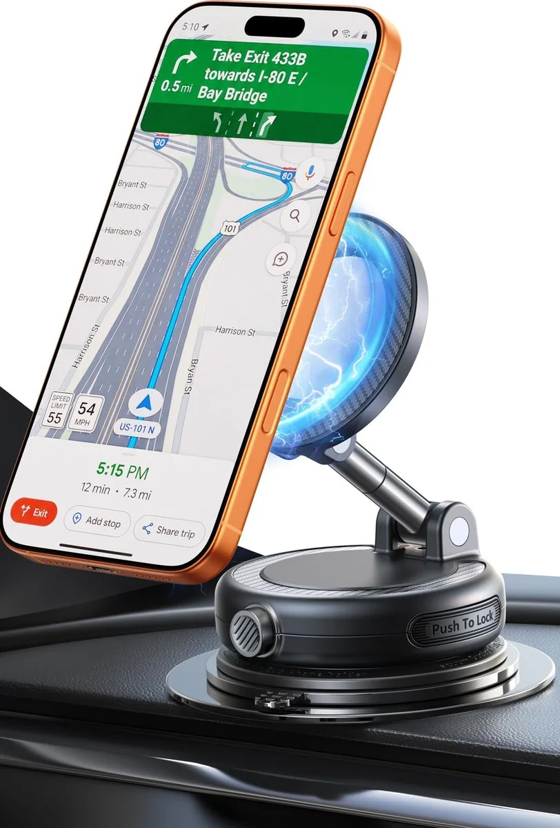 Moeila X33 phone mount 89lbs vacuum 22 N55 magnets 360° carbon fibre — product photo