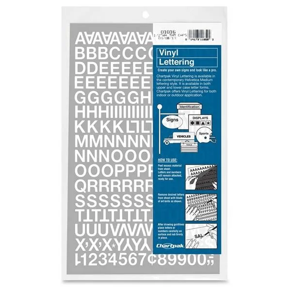 Chartpak Chartpak 1016 Drafting Vinyl Letters Numbers 1/2in White — product photo