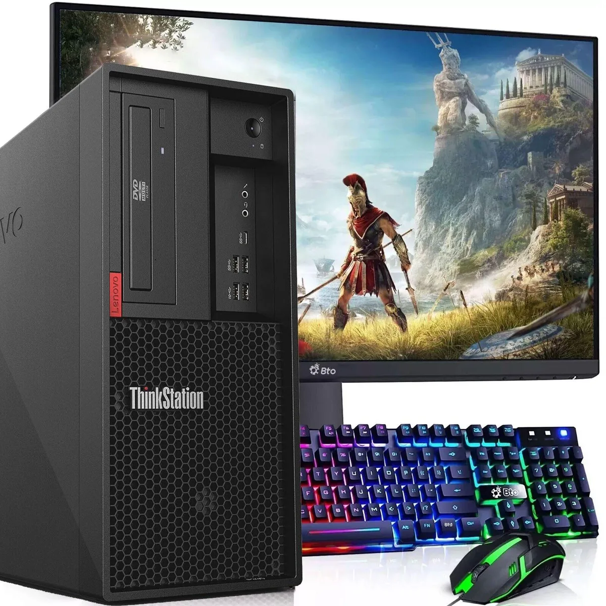 Lenovo Lenovo ThinkStation P330 desktop PC i5-8500 16 GB 512 GB GTX 1660 22" monitor — product photo