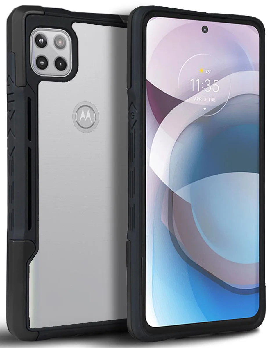 Nakedcellphone Nakedcellphone Hybrid Case Black Clear Acrylic for Motorola One 5G Ace XT2113 — product photo