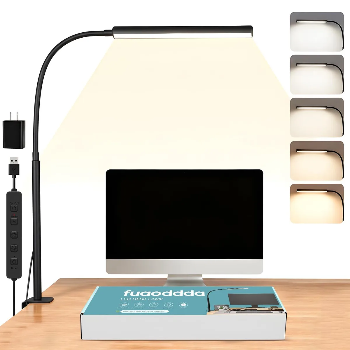  fuaoddda EN-MK 17" Arc Desk Lamp Black 8.5W 125VAC — product photo