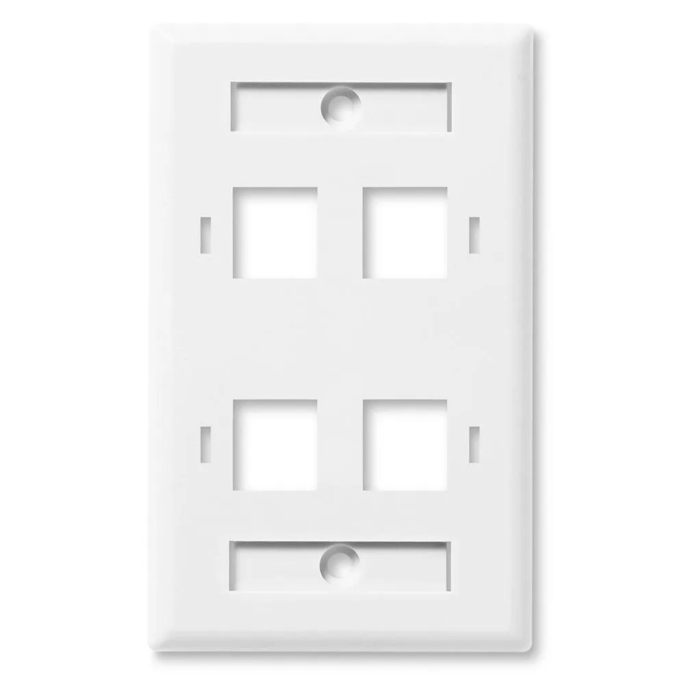 NavePoint NavePoint Keystone Wall Plate 4-Port Low Profile Single Gang White 10-Pack — product photo