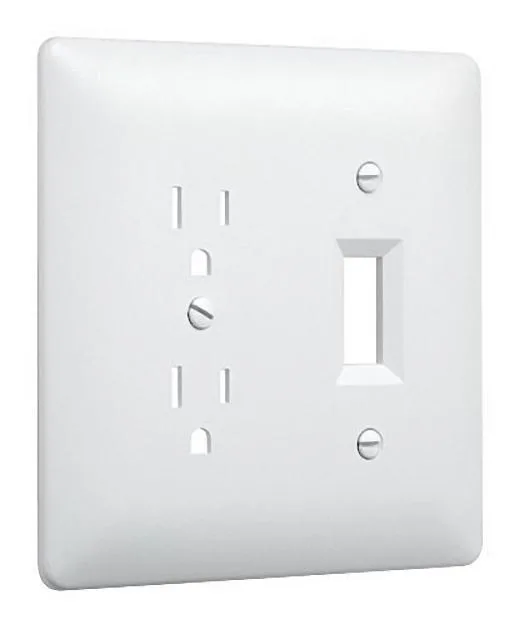 Taymac Taymac 2400W Paintable Combo Duplex Toggle Switch Plate White 2-Gang — product photo