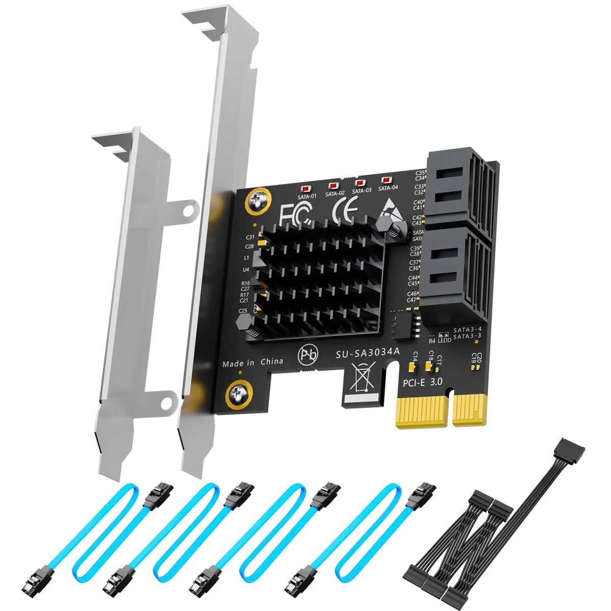 GLOTRENDS GLOTRENDS SA3034A 4-Port PCIe SATA 3.0 Expansion Card — product photo