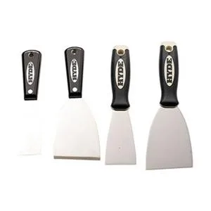 Stainless steel putty knife with black nylon handle