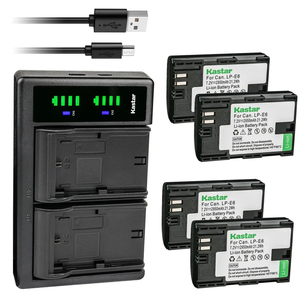 Kastar Kastar 4-Pack LP-E6 Battery &amp; LTD2 USB Charger — product photo