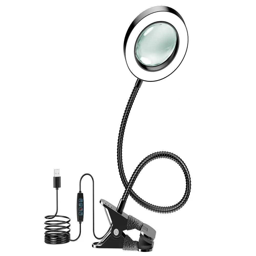  DeWalt 10X Magnifying Lamp White 15.75in Gooseneck 3 Modes 10 Brightness — product photo