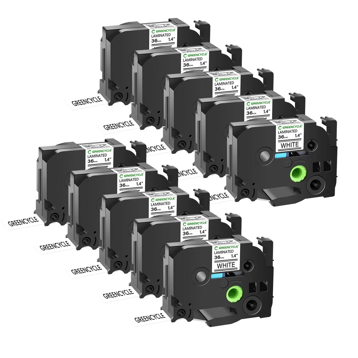 GREENCYCLE GREENCYCLE TZe-261 36mm Black on White Laminated Label Tape 20 Pack — product photo
