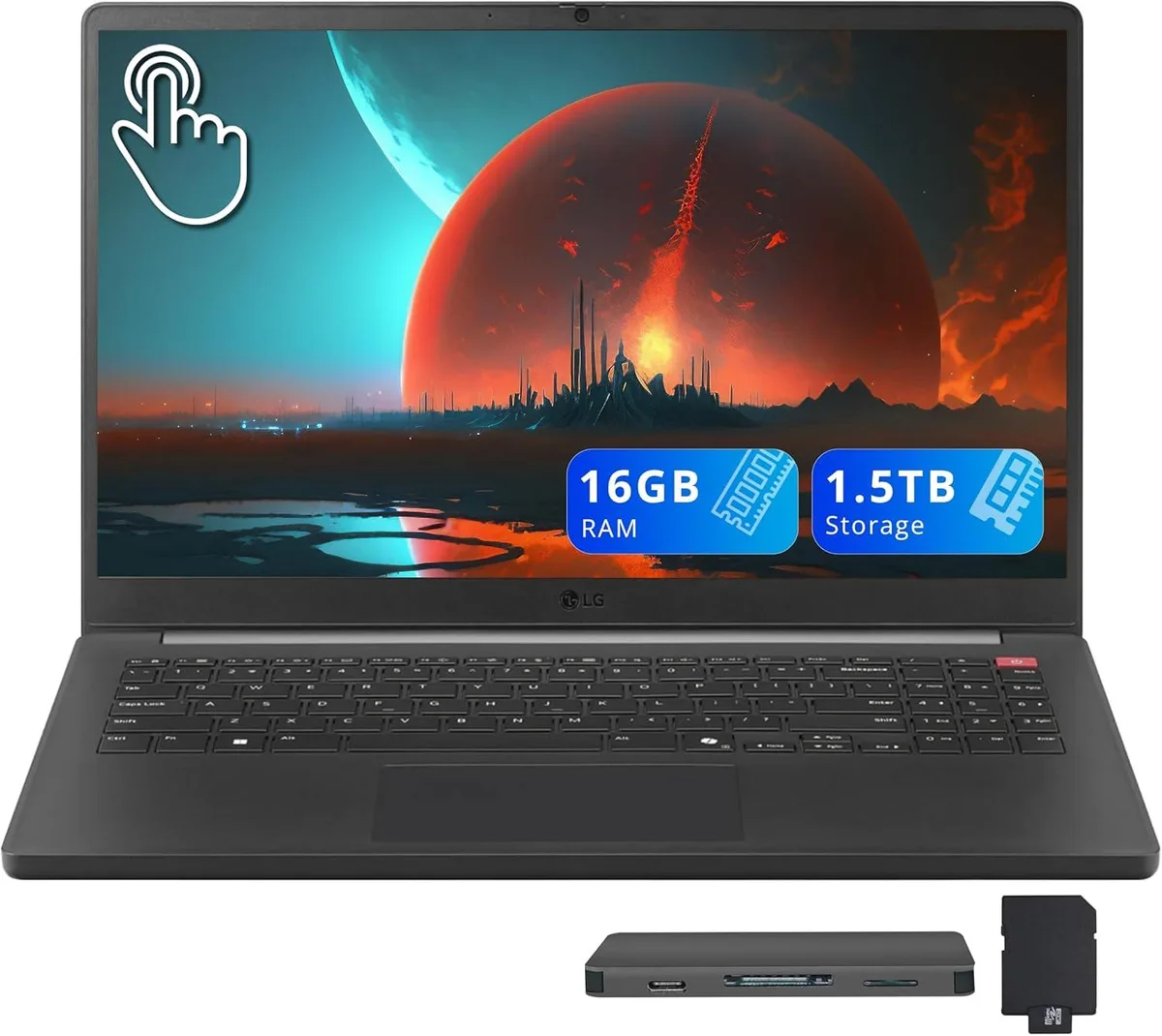 LG Electronics LG Gram Book 15.6" FHD Touch Business Laptop Ultra 7 255U 16GB 1.5TB Black — product photo